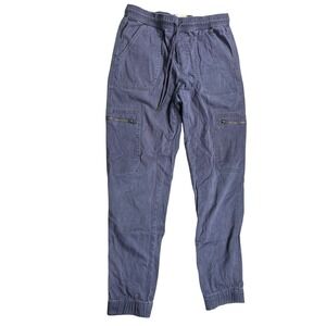 C&C California Women's Small Cargo Jogger Pants Blue Gray Utility Zip Pockets